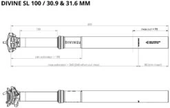 BikeYoke Tige De Selle Divine SL 31,6 Vario -Vélo Pièces Magasin BikeYoke Dimensions Divine SL 100 min