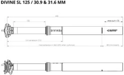 BikeYoke Tige De Selle Divine SL 31,6 Vario -Vélo Pièces Magasin BikeYoke Dimensions Divine SL 125 min